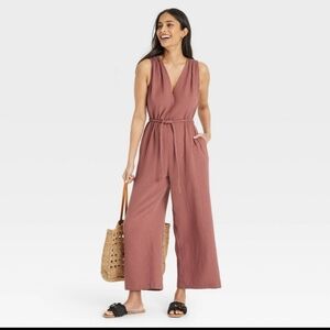 Universal Thread Women's Mauve Gauze Jumpsuit Petite Large